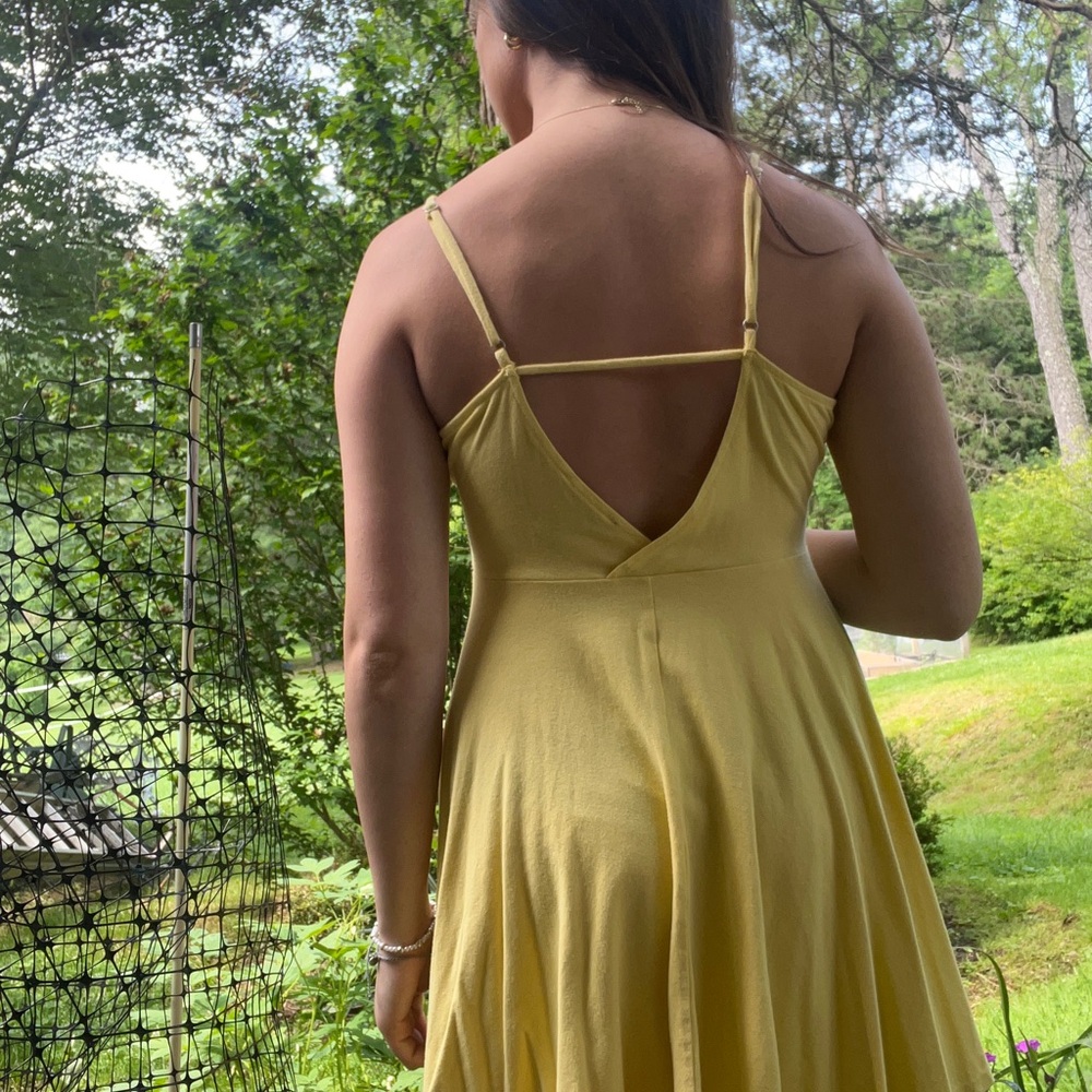 Forever 21 Yellow Dress Pleated Backless Dress